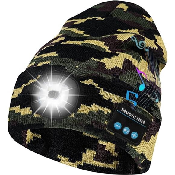 Bluetooth Beanie Hat with Light, Headlamp Cap with Headphones and main image 6
